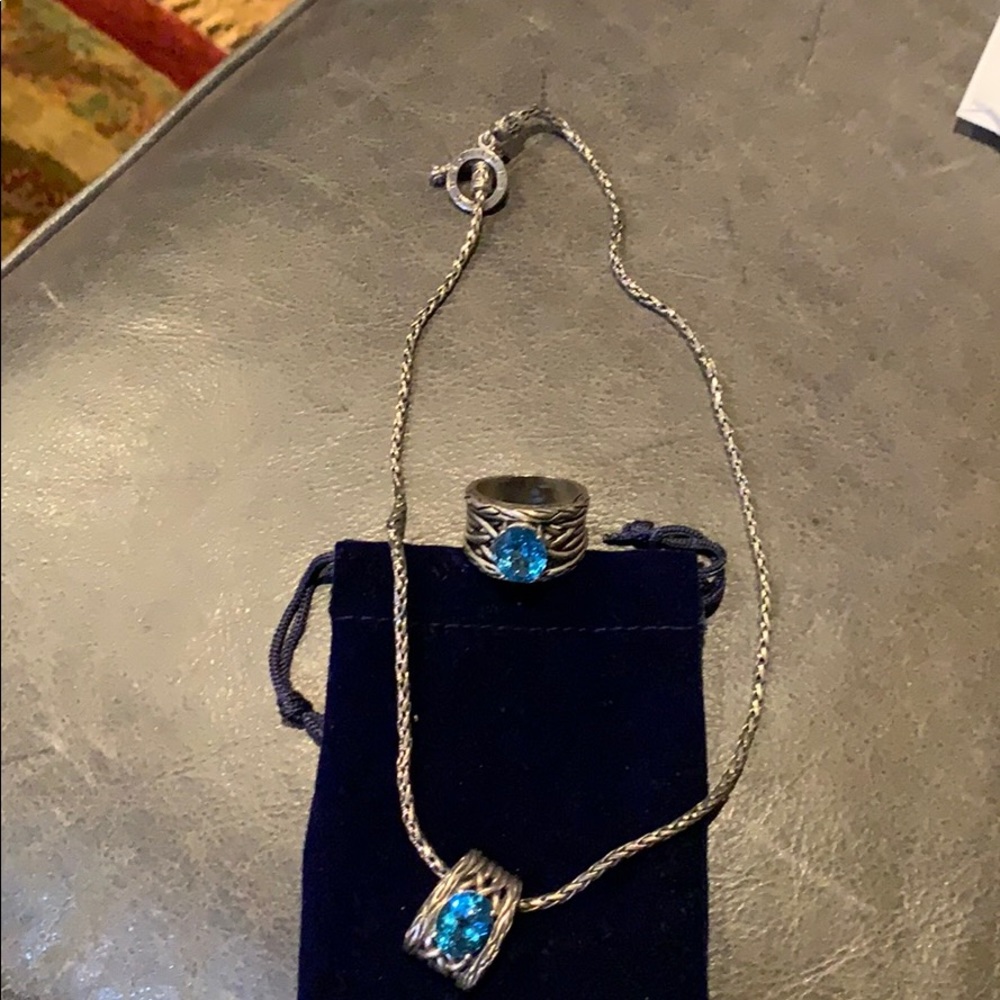 Effy Sterling Silver Topaz Lagoon necklace & ring